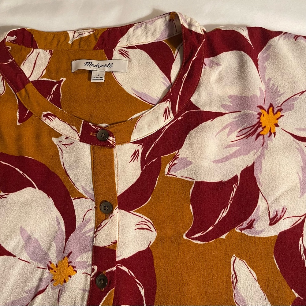 Madewell Island Magnolias Getaway Button Down Oversize Crop Top Size S
